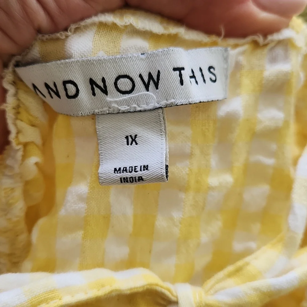 And Now This Dress Milkmaid Cotton Lace-up-Back Puffed Sleeves Tiered Gingham 1X - Picture 11 of 15